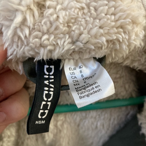 H&M fur lined jacket, army green, never worn - Picture 3 of 3